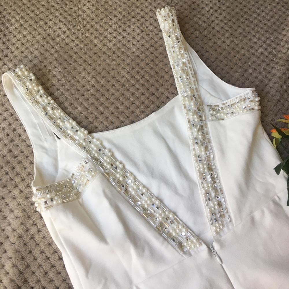BACKLESS BEADED IVORY BODYCON DRESS